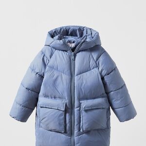 Zara Girl Blue Puffer Coat with Hood
